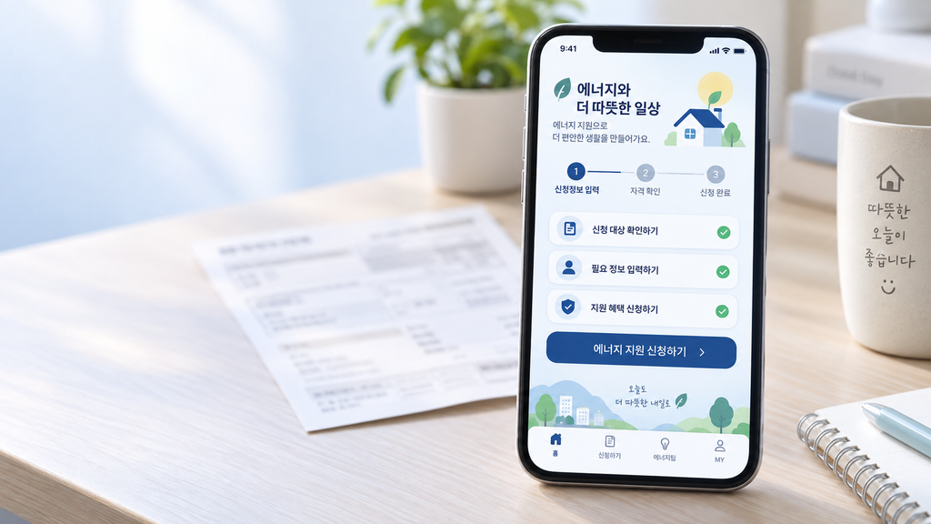 한전ON 앱을 통한 전기요금 복지할인 모바일 신청 화면